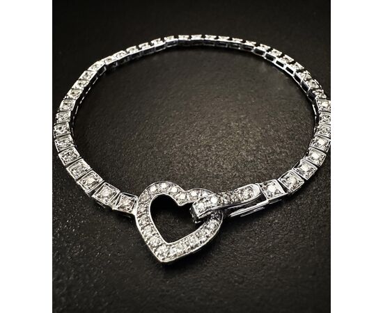 Bracciale  Tennis  con  chiusura  a  cuore  con  Diamanti 