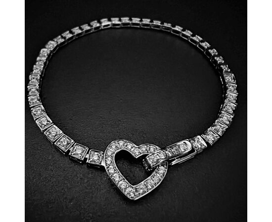 Bracciale  Tennis  con  chiusura  a  cuore  con  Diamanti 