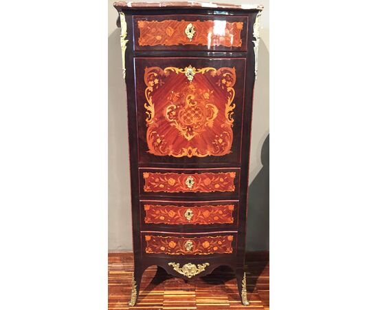 Secretaire transizione del 1800 francese in palissandro e bois de violette