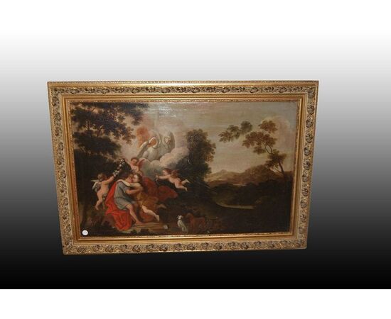 Olio su tela "Allegoria di Amore" del 1700 Francese