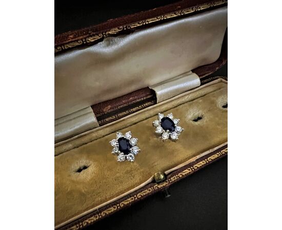 Earrings with Diamonds and Sapphires