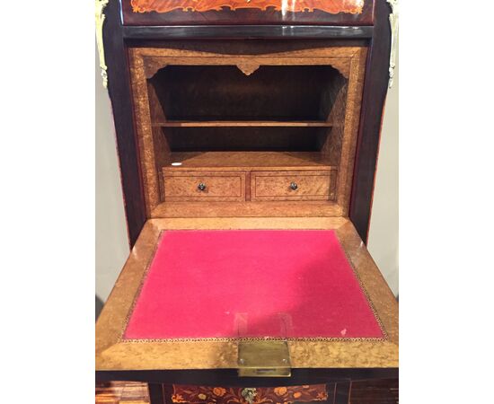 Secretaire transizione del 1800 francese in palissandro e bois de violette