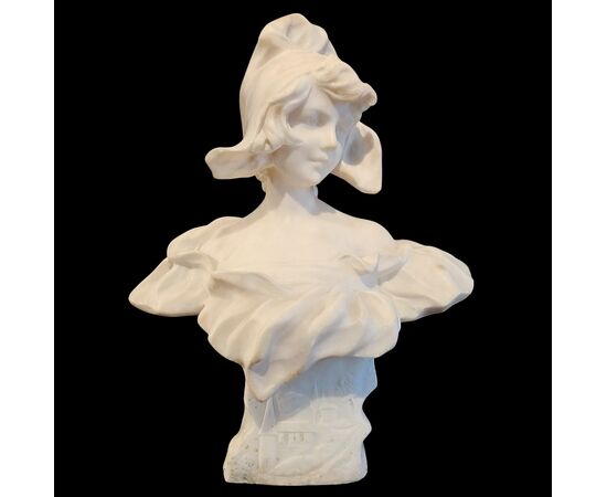 BUSTO DI GIOVANE RAGAZZA - ALABASTRO - JEAN LOUIS GREGOIRE ( 1840 - 1890)