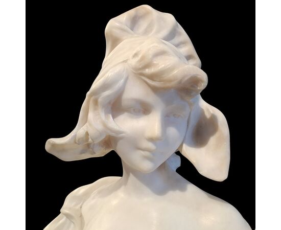 BUSTO DI GIOVANE RAGAZZA - ALABASTRO - JEAN LOUIS GREGOIRE ( 1840 - 1890)