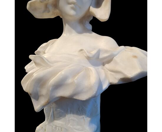 BUSTO DI GIOVANE RAGAZZA - ALABASTRO - JEAN LOUIS GREGOIRE ( 1840 - 1890)