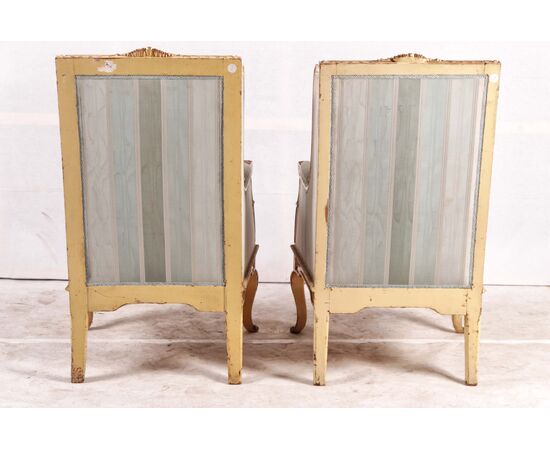 Coppia poltrone bergere francesi stile Luigi XV laccate