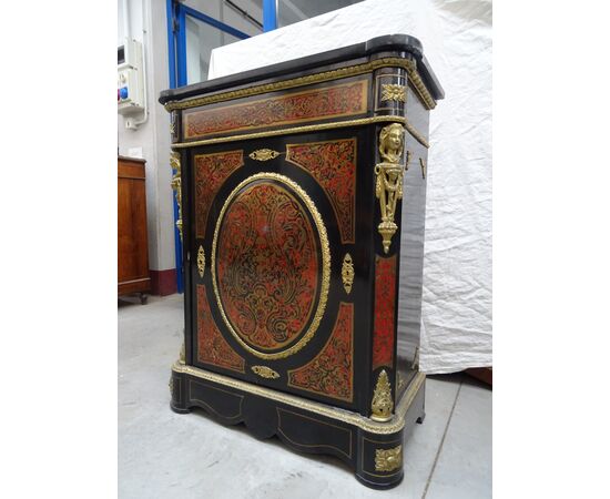 Credenza a 1 anta Boulle con bronzi Napoleone III 1880 francese