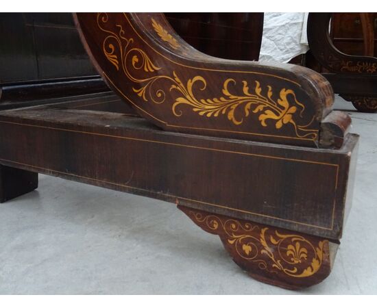 Console Carlo X 1820 palissandro intarsiata acero Napoli da restaurare