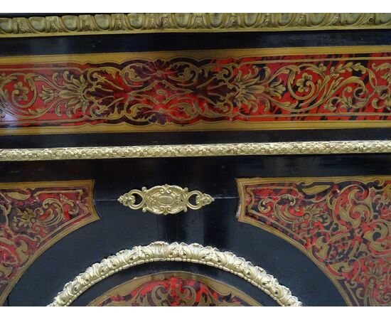 Credenza a 1 anta Boulle con bronzi Napoleone III 1880 francese