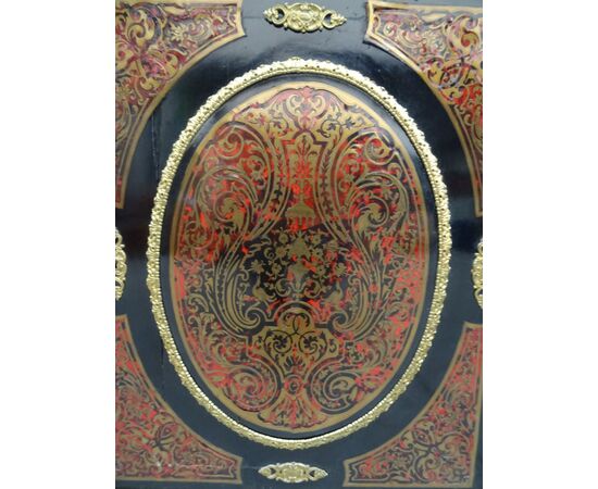 Credenza a 1 anta Boulle con bronzi Napoleone III 1880 francese