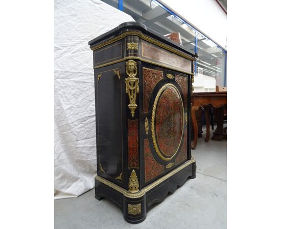 Credenza a 1 anta Boulle con bronzi Napoleone III 1880 francese