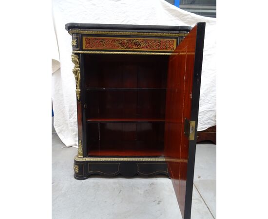 Credenza a 1 anta Boulle con bronzi Napoleone III 1880 francese