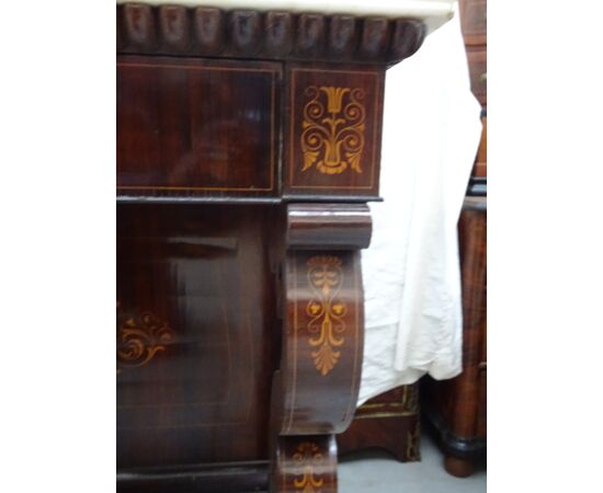 Console Carlo X 1820 palissandro intarsiata acero Napoli da restaurare