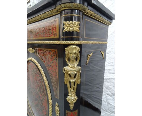 Credenza a 1 anta Boulle con bronzi Napoleone III 1880 francese