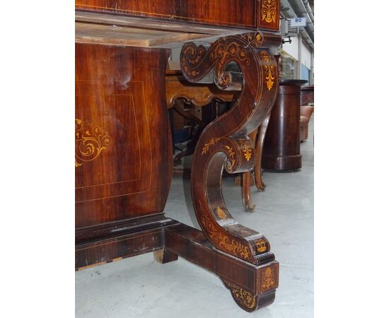 Console Carlo X 1820 palissandro intarsiata acero Napoli da restaurare