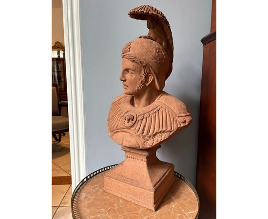 Busto di un imperatore romano  di terracotta