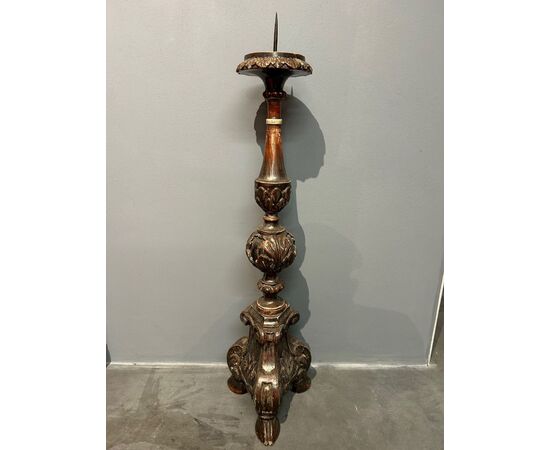 Candelabro, verniciato polichromo, stile barocco