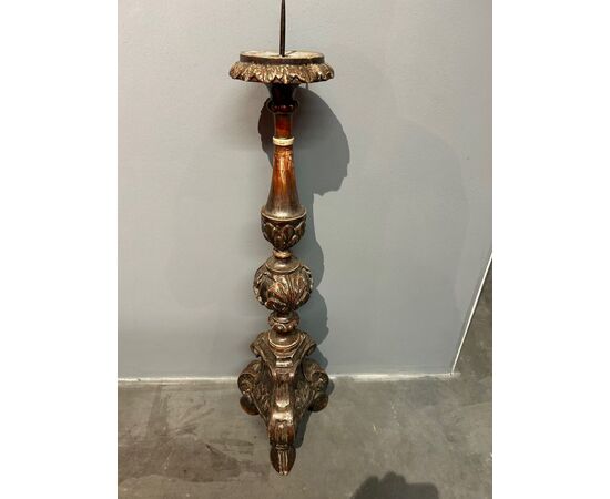 Candelabro, verniciato polichromo, stile barocco