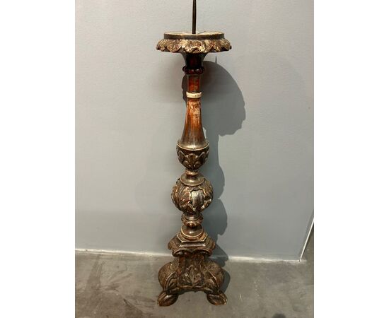 Candelabro, verniciato polichromo, stile barocco