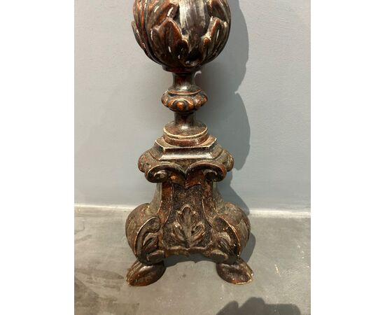 Candelabro, verniciato polichromo, stile barocco