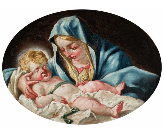 Pittore veneto (XVIII sec.) - Madonna con Bambino.