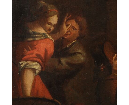 Italian painting Bamboccianti genre scene from the 17th century