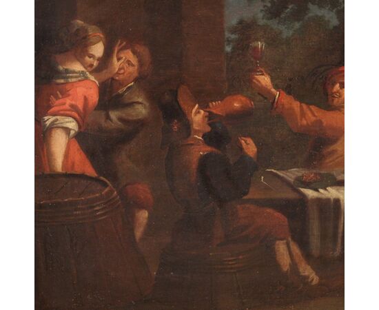 Italian painting Bamboccianti genre scene from the 17th century