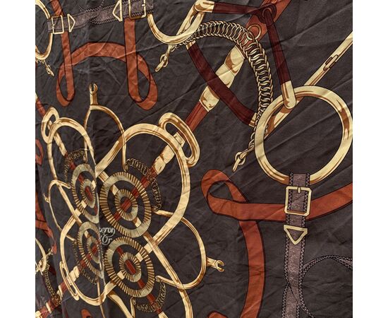 HERMES Foulard Vintage in Seta Col. Nero Eperon D'Or