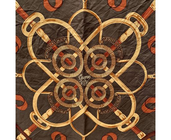 HERMES Foulard Vintage in Seta Col. Nero Eperon D'Or