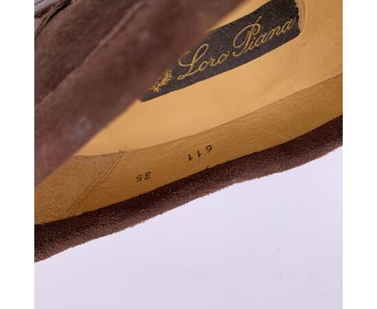 LORO PIANA Scarpe Basse Vintage in Camoscio Col. Marrone 35