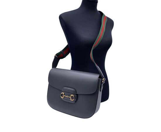 GUCCI Borsa a Tracolla in Pelle Col. Grigio Horsebit 1955 M