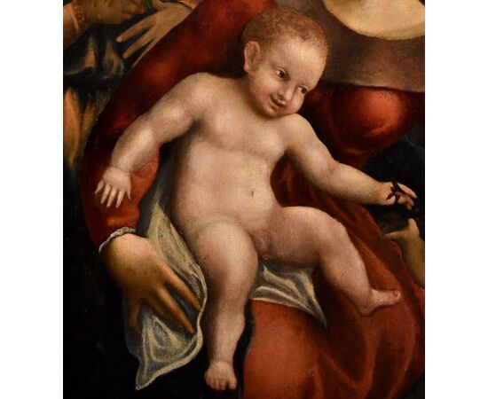 Madonna col Bambino, due angeli e Giovanni Battista, Scuola di Antonio Allegri, detto il Correggio (Correggio c. 1489 – 1534)