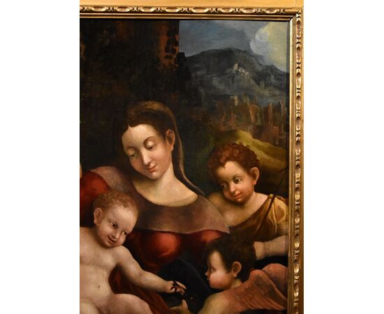 Madonna col Bambino, due angeli e Giovanni Battista, Scuola di Antonio Allegri, detto il Correggio (Correggio c. 1489 – 1534)