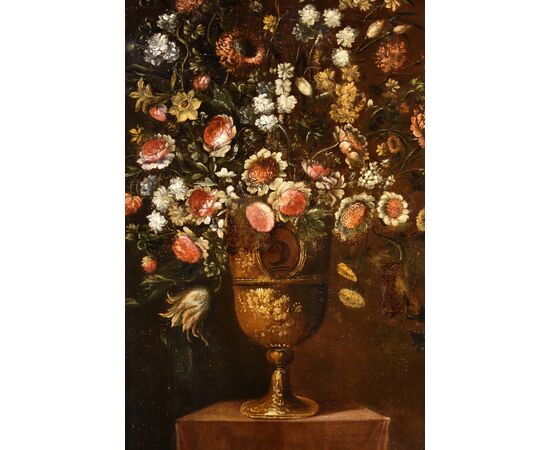 Composizione di fiori entro vaso sbalzato (2 di 3), Andrea Scacciati (Firenze 1642–1710)