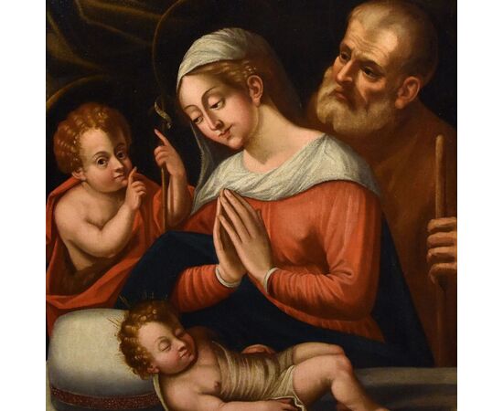 Sacra Famiglia con San Giovannino, Cerchia Giovanni Battista Ramenghi (Bologna, 1521 - 1601)