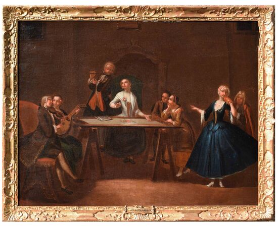 Cerchia di Pietro Longhi (Venezia, 1701 – 1785) Scena di concerto dipinto