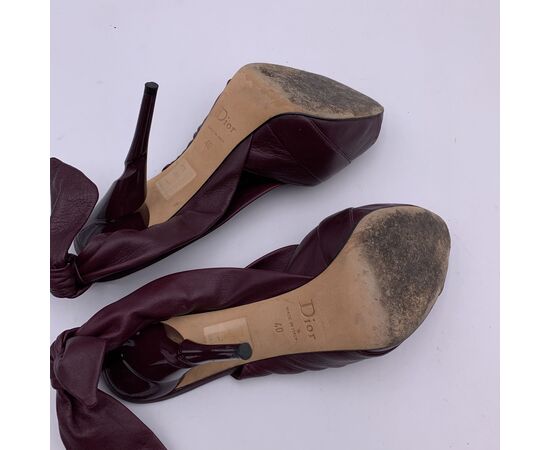 DIOR Scarpe con Tacco in Pelle Col. Viola Miss Dior Peep Toes 40