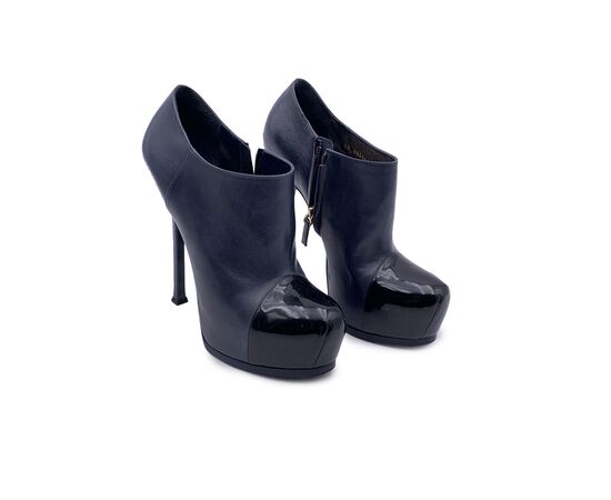 YVES SAINT LAURENT Scarpe con Tacco in Pelle Col. Blu Trib Too 40