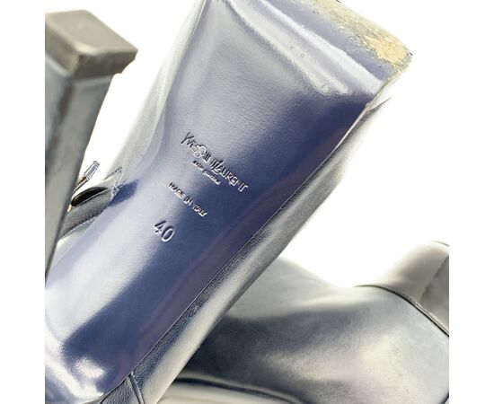 YVES SAINT LAURENT Scarpe con Tacco in Pelle Col. Blu Trib Too 40