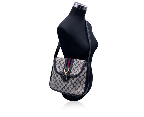 GUCCI Borsa a Tracolla Vintage in Tela Col. Blu Ophidia M