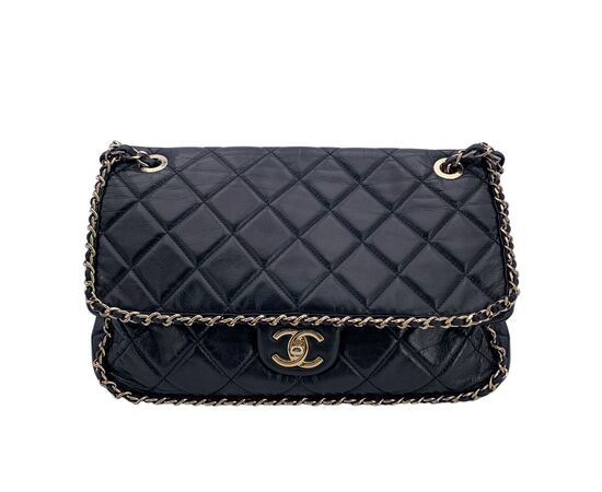 CHANEL Borsa a Tracolla in Pelle Col. Nero Chain Around M