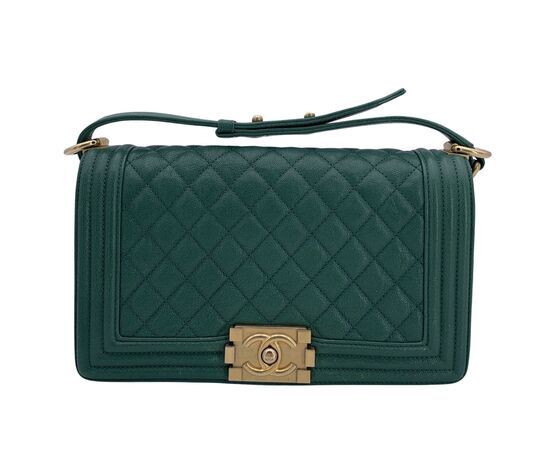 CHANEL Borsa a Tracolla in Pelle Col. Verde Boy M