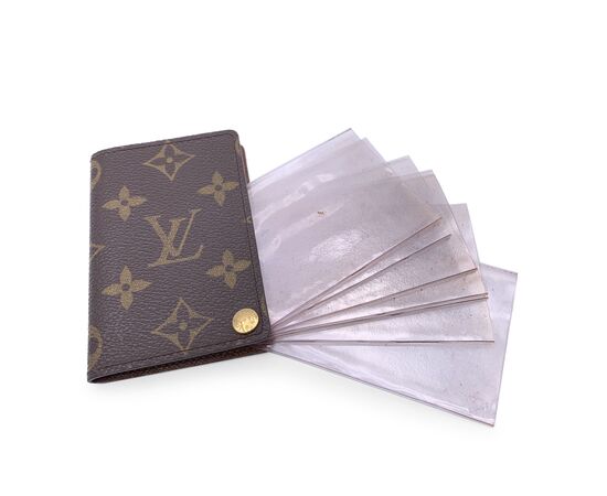 LOUIS VUITTON Accessorio Vintage in Tela Col. Marrone Porte Carte Pression S