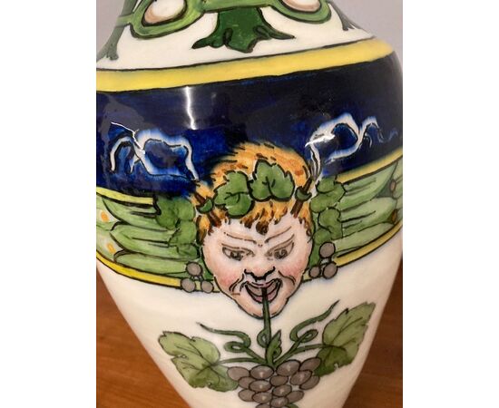 Antico vaso in Maiolica Liberty Gusto art nouveau Pasquali Umbertide 1910 . 