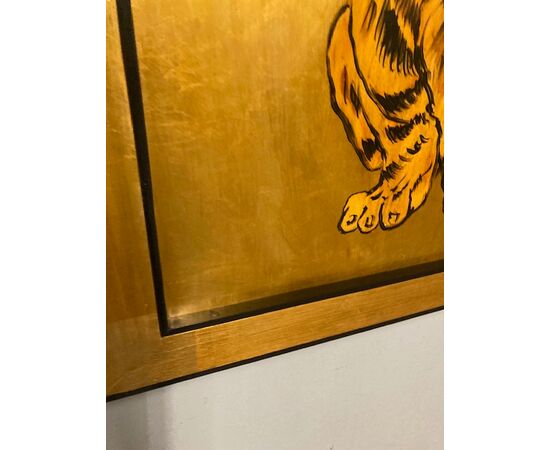 Dipinto di arte contemporanea raffigurante tigre epoca XX . Mis 92 x 76 