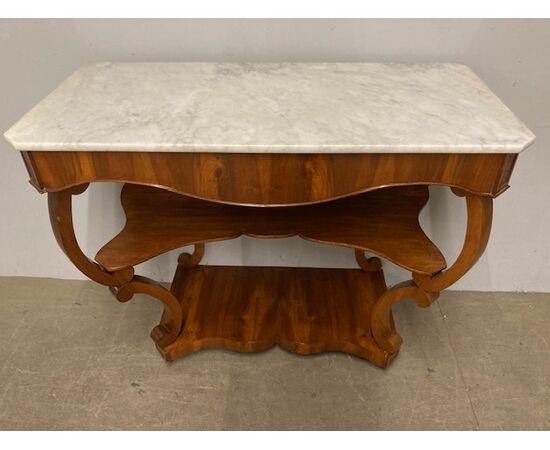 Antica console in noce e marmo Carrara Luigi Filippo 1850 . Mis 115 x 57 Altezza cm 99 