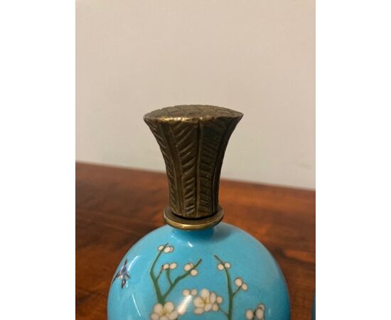 Coppia di vasi cloisonne porta profumo  XIX  secolo , antichi Cina . Rarità 