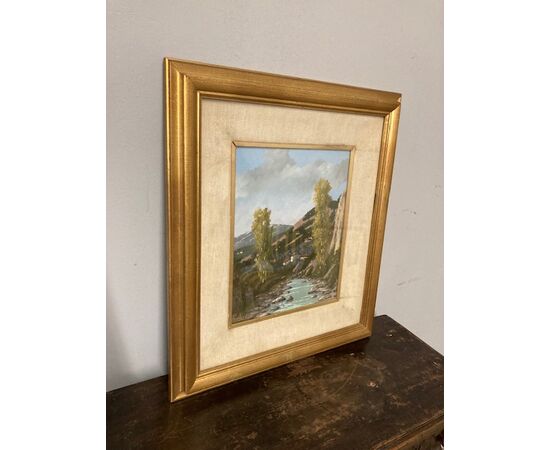 Dipinto Paesaggio olio Giacomo Delcroix Firenze anni 50. Mis 22 x 29 