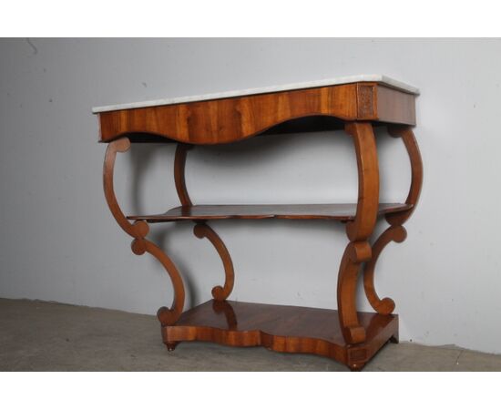 Antica console in noce e marmo Carrara Luigi Filippo 1850 . Mis 115 x 57 Altezza cm 99 