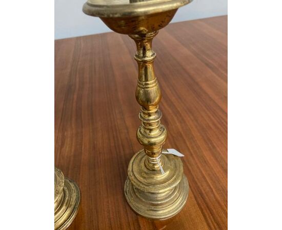 Coppia candelabri in bronzo Impero Primi 800 . Mis altezza cm 27 